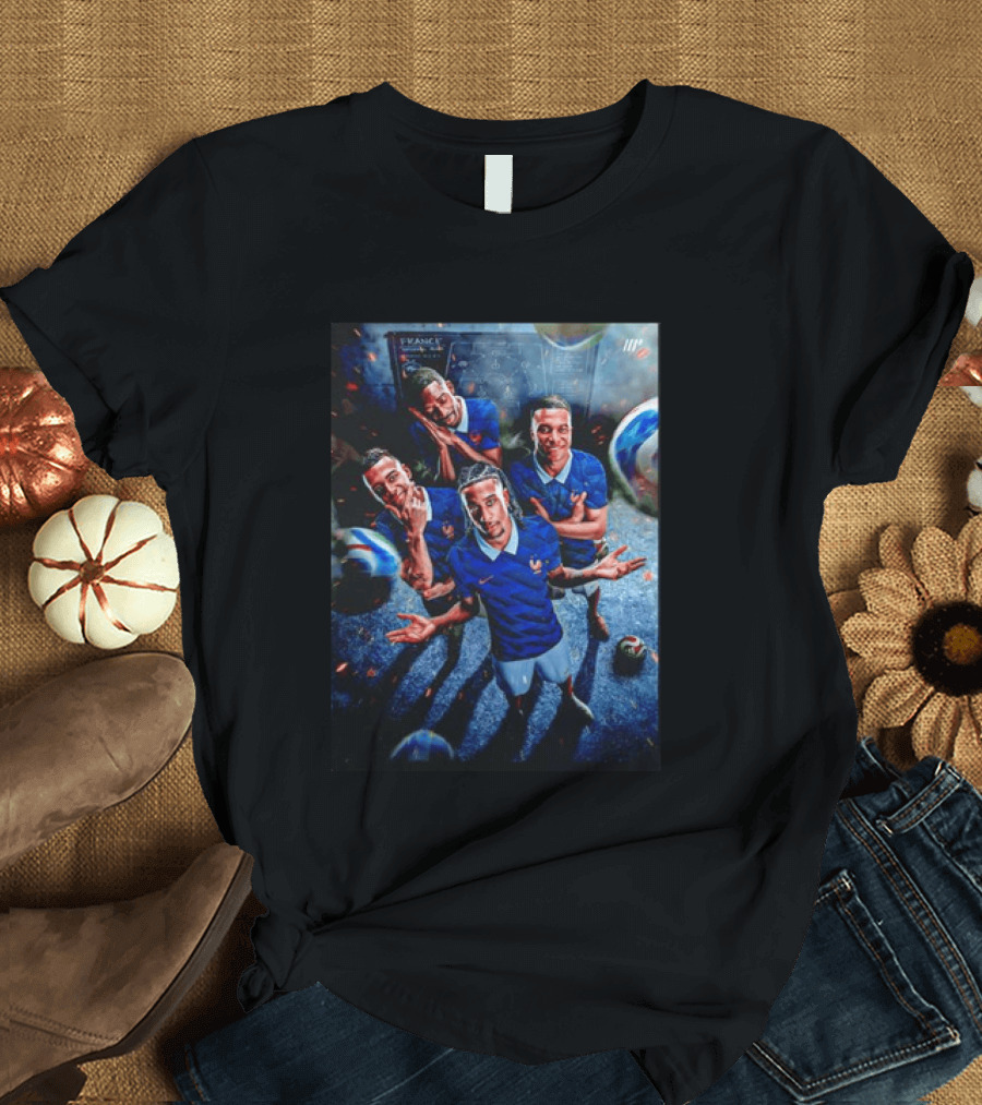 France National Team Players Collage Blue Jerseys Football Stars T-Shirt