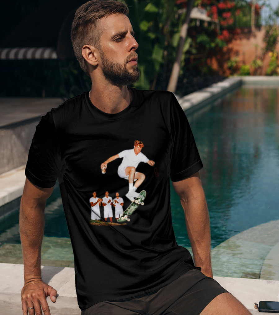 Jannik Sinner Skateboarding Wimbledon Men's Singles Italy 2026 Tennis Champion Jump T-Shirt