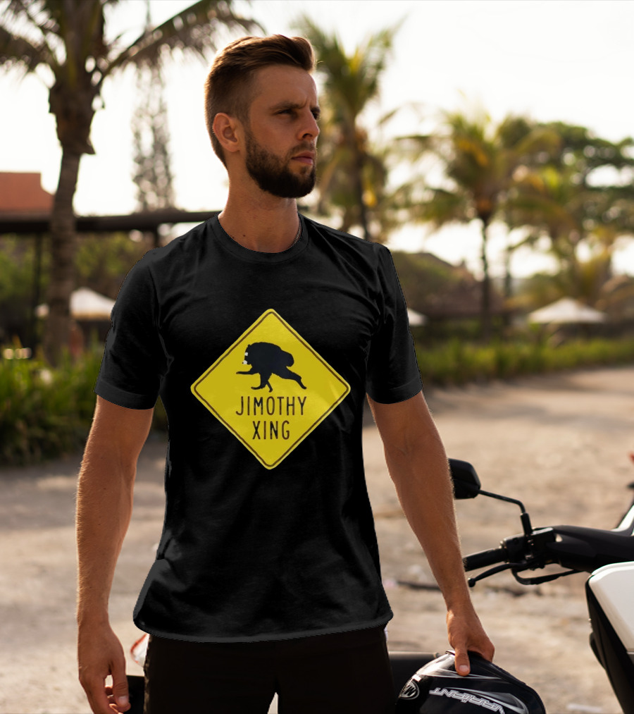 Jimothy Xing Raccoon Sign Crossing T-Shirt