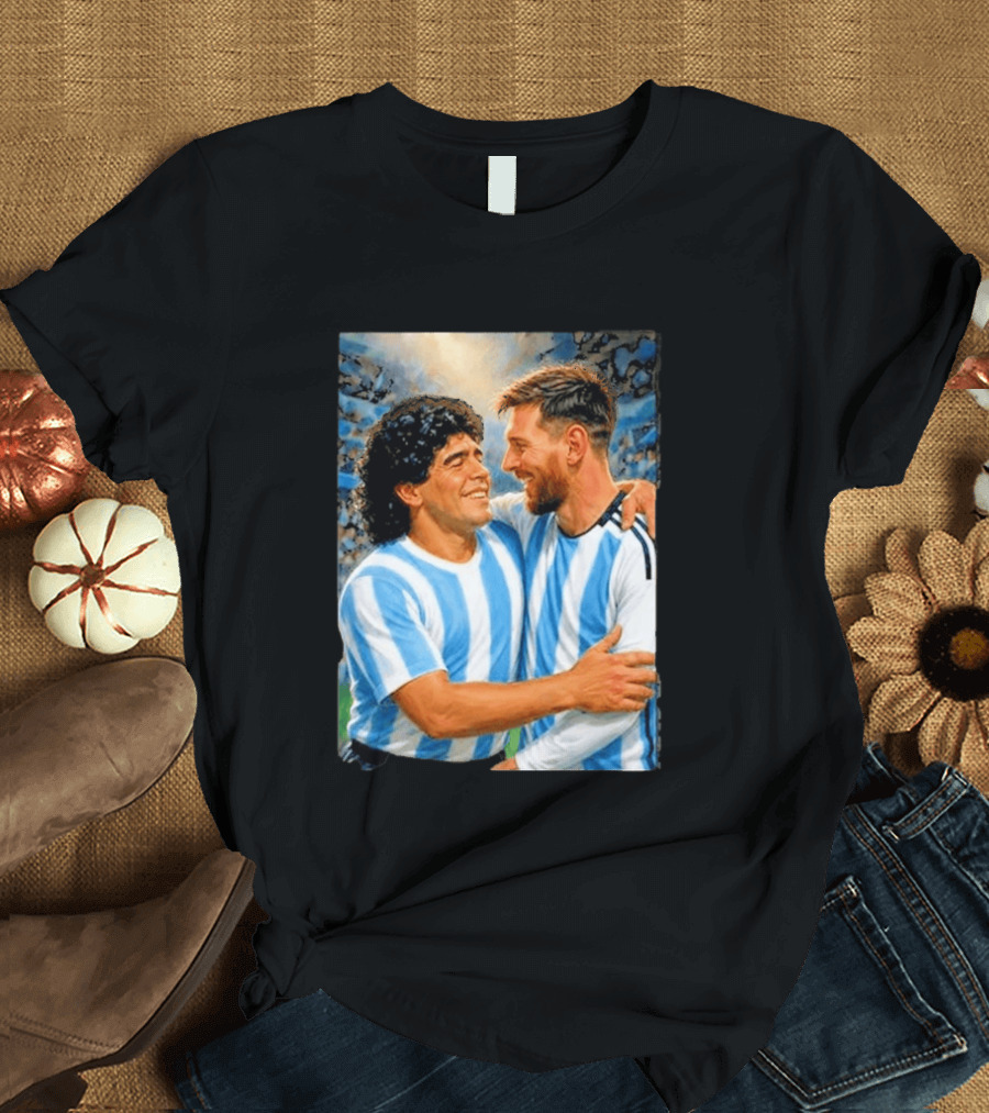 Lionel Messi Maradona Argentina Football Legends Digital T-Shirt