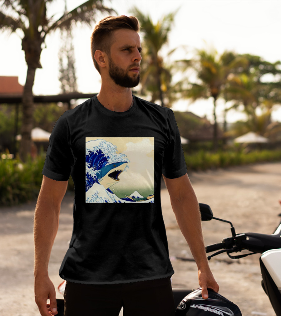 The Great Wave Off Kanagawa Sharks Fusion Art Japan Ukiyo E T-Shirt
