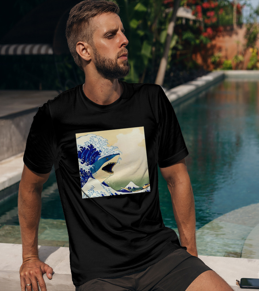 The Great Wave Off Kanagawa Sharks Fusion Art Japan Ukiyo E T-Shirt
