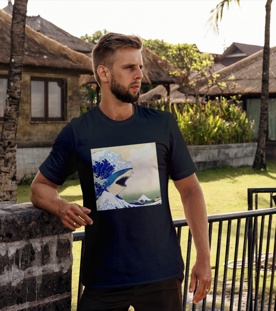 The Great Wave Off Kanagawa Sharks Fusion Art Japan Ukiyo E T-Shirt