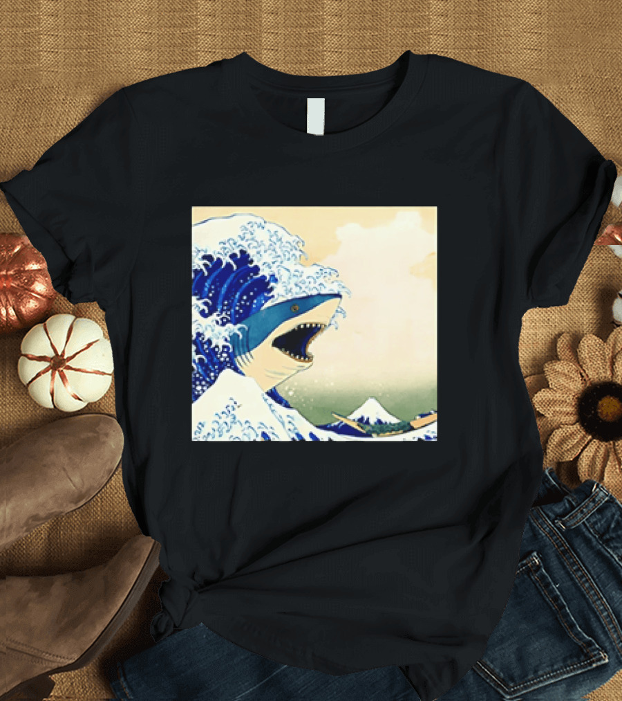 The Great Wave Off Kanagawa Sharks Fusion Art Japan Ukiyo E T-Shirt