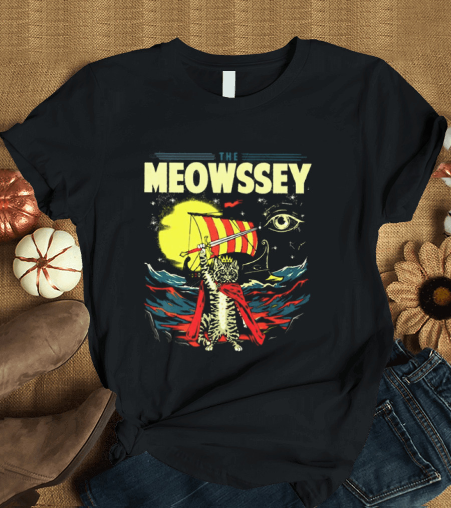 The Meowssey Vintage Odyssey Cat With Eye And Stripes T-Shirt