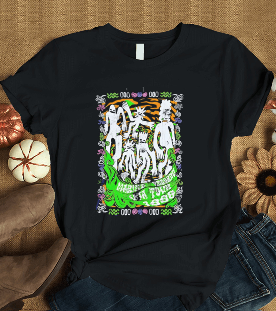 Marine Records 1996 USA Tour Alternative Rock Silhouette Art Psychedelic T-Shirt