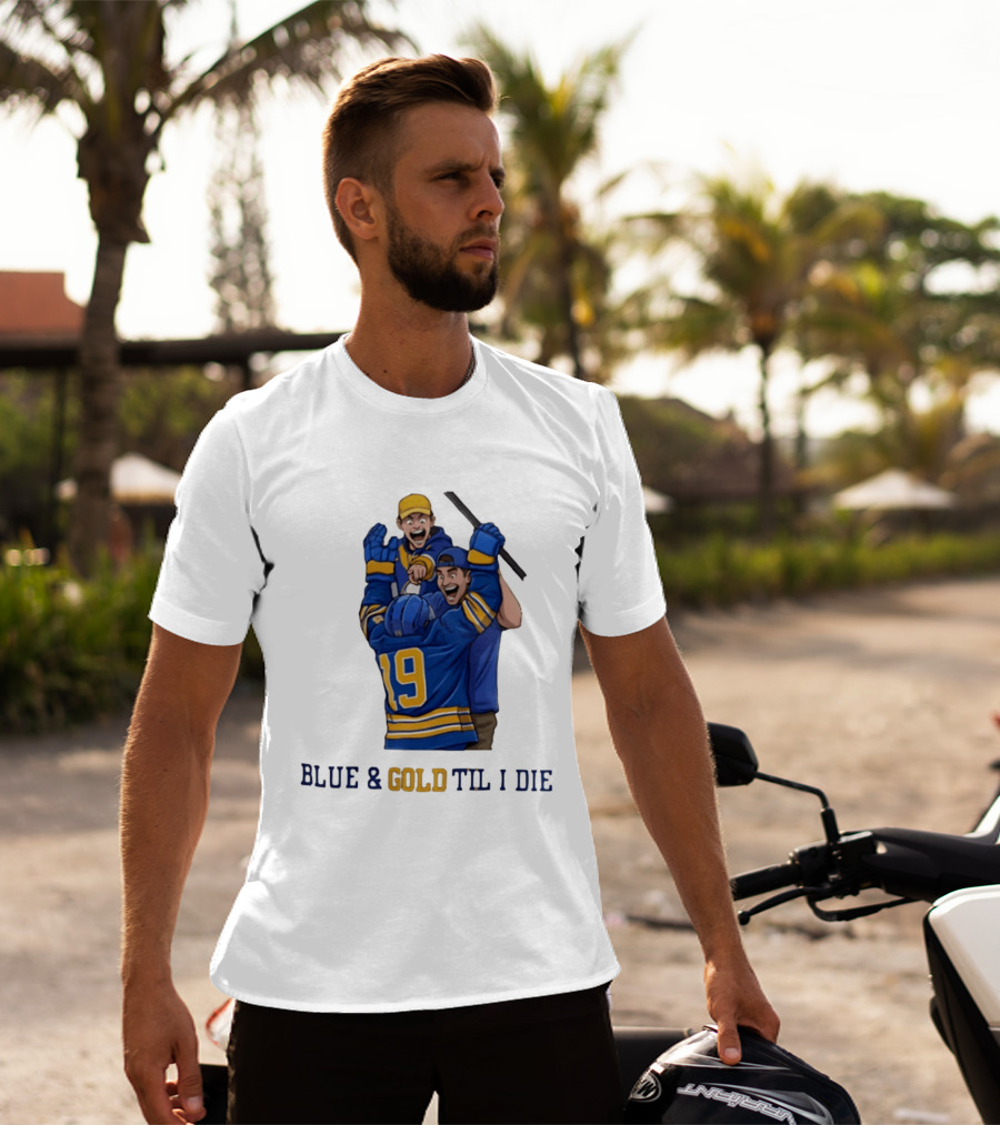 Buffalo Sabres Blue & Gold Til I Die Peyton Krebs 19 Hockey Fans T-Shirt