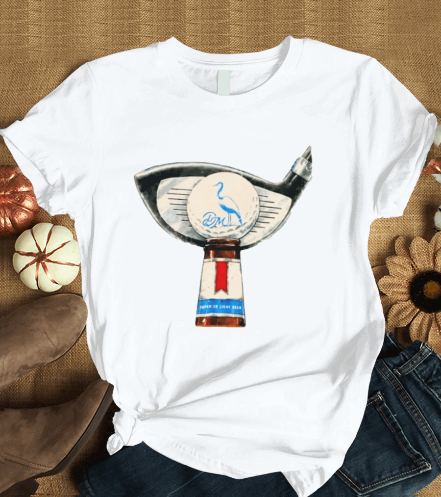 Dirty Marsh Superior Light Beer Golf Heron Bird Tap Handle T-Shirt