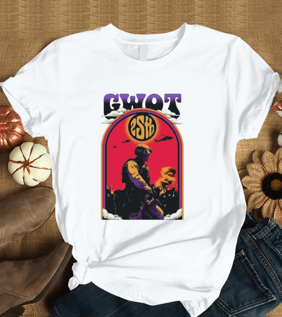 GWOT 25th Anniversary Soldier Helicopters Fire T-Shirt