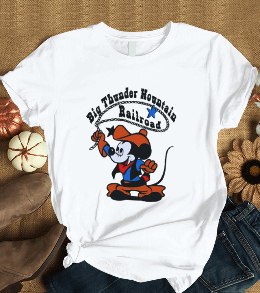 Mickey Mouse Cowboy Lasso Big Thunder Mountain Railroad T-Shirt
