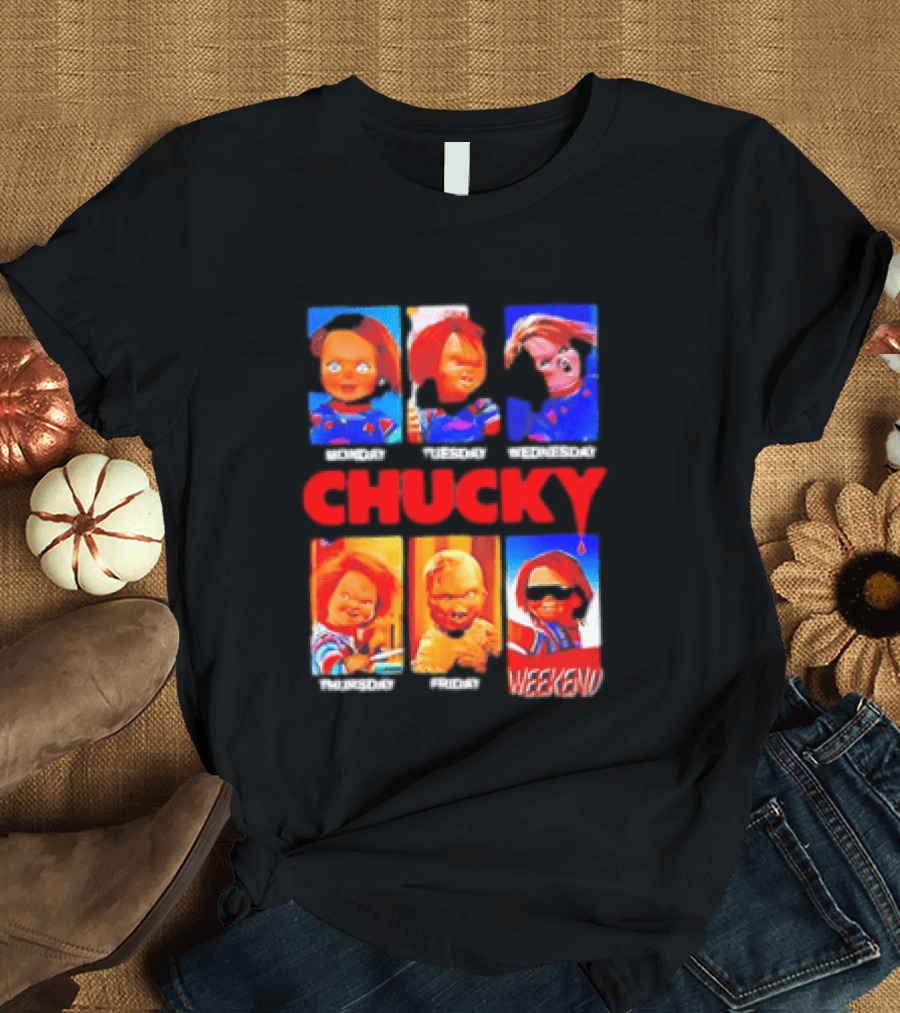 Child's Play Chucky Monday To Weekend Expressions T-Shirt