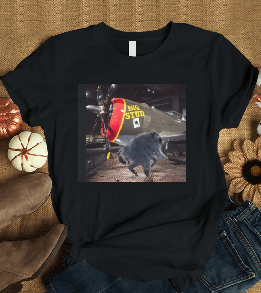 BIG STUD Aircraft With Jimothy The Raccoon And Chonk Showdown T-Shirt