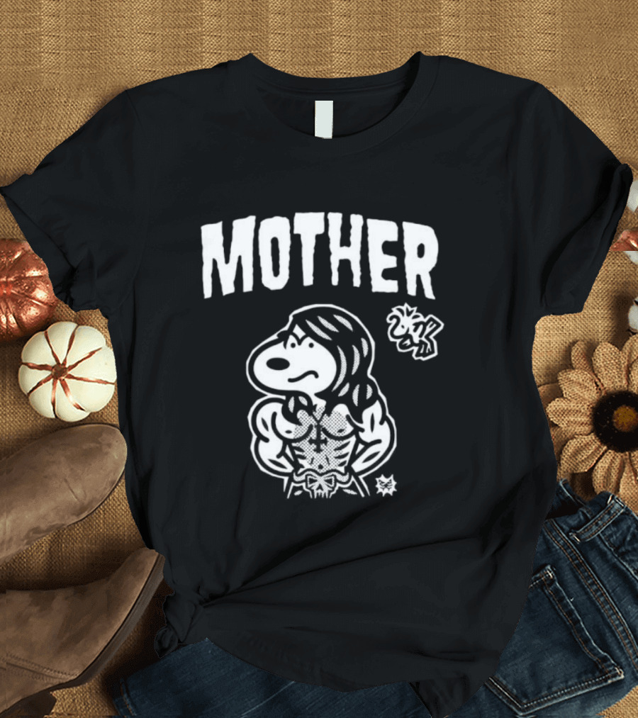 Mother Snoopy Bodybuilder Woodstock Bootleg Cartoon T-Shirt