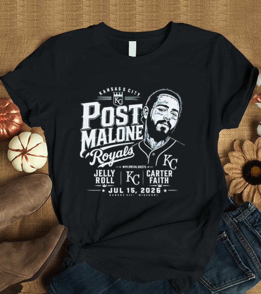 Post Malone Kansas City Royals Concert Jelly Roll Carter Faith KC 2023 T-Shirt