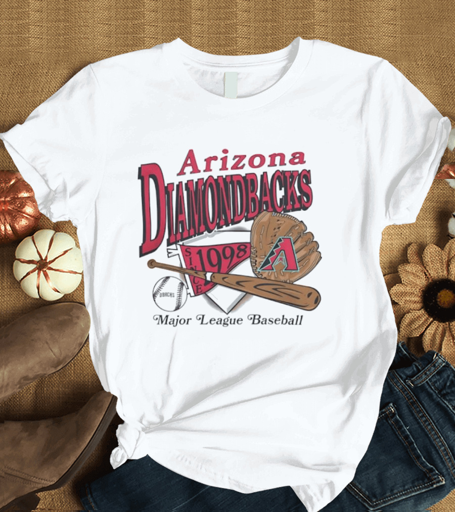 Arizona Diamondbacks Since 1998 Baseball Glove And Bat Major League T-Shirt