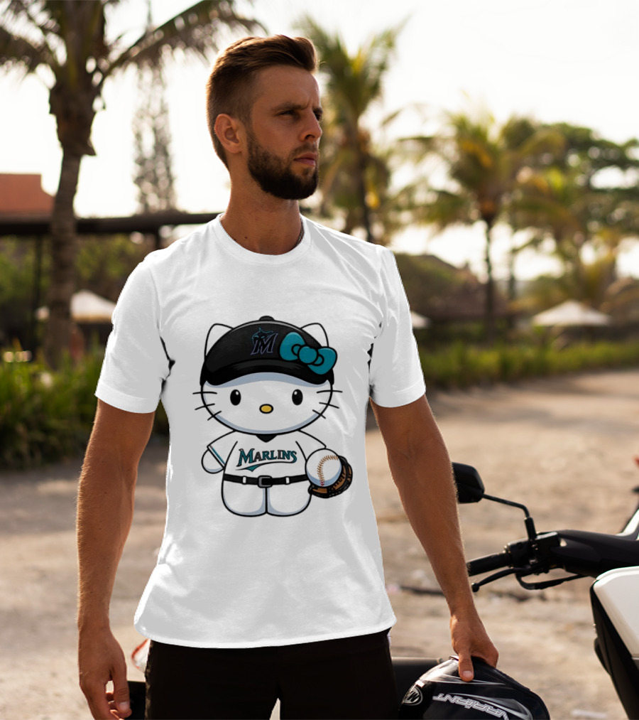 Hello Kitty Miami Marlins MLB Baseball Fan Merchandise T-Shirt