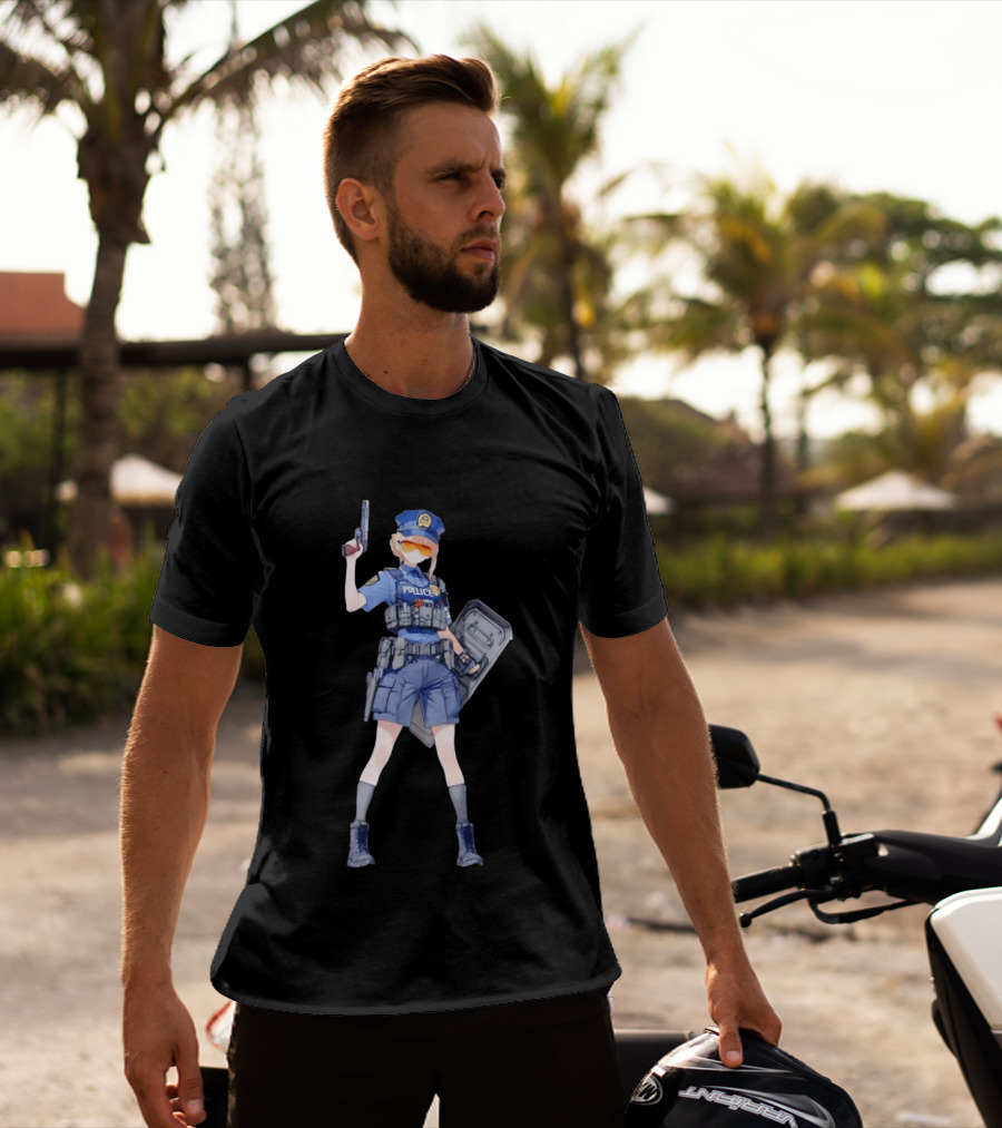 Anime Police Officer Tactical Uniform With Handgun T-Shirt
