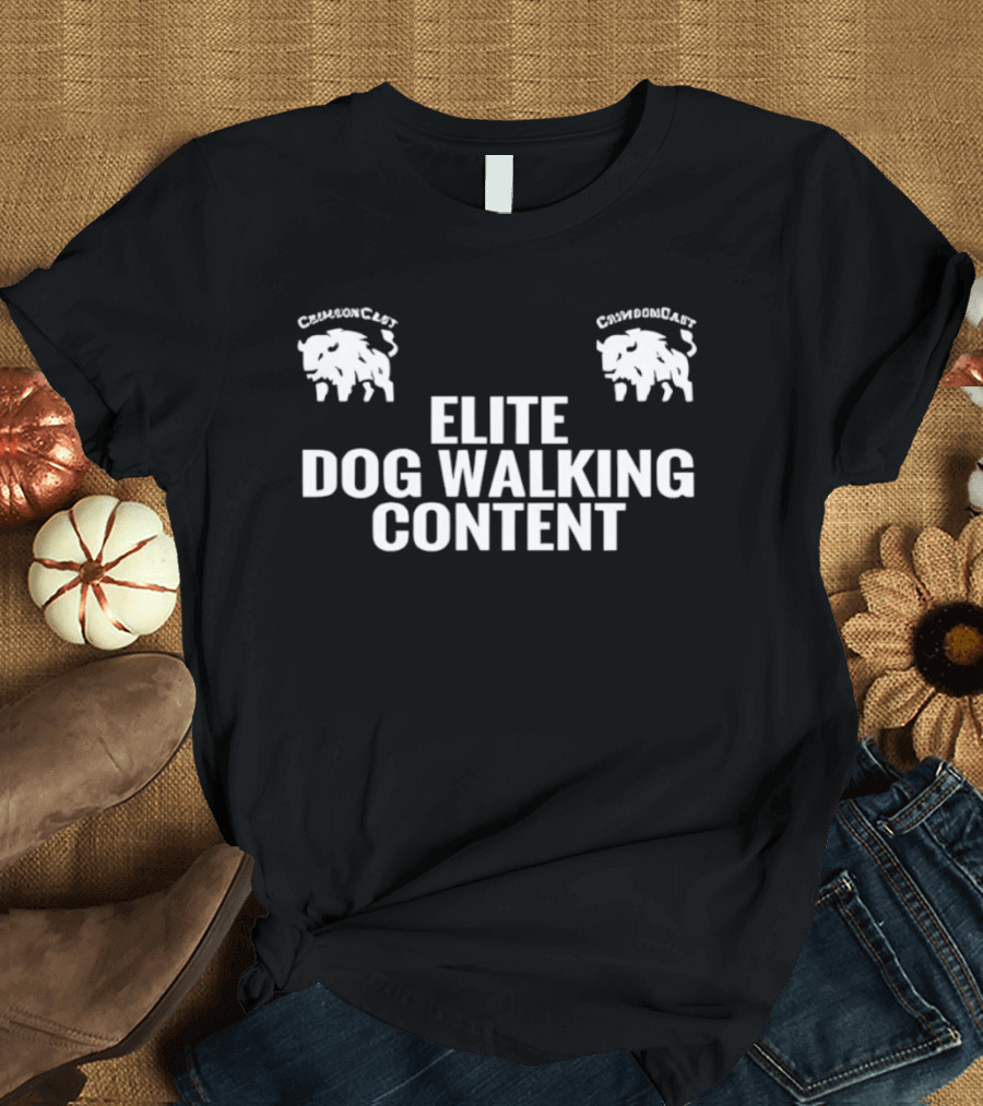 CrimsonCast Elite Dog Walking Content Buffalo T-Shirt