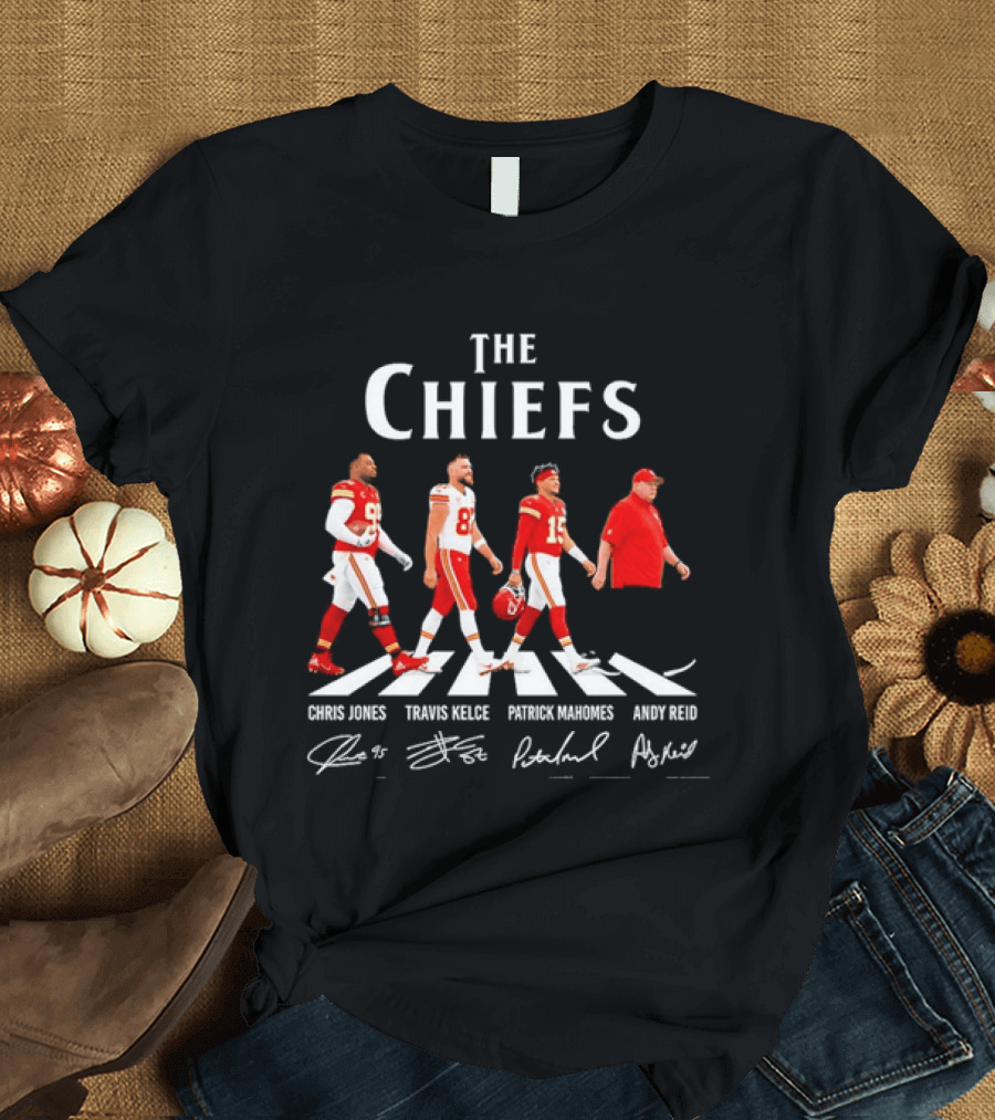 The Chiefs Abbey Road Chris Jones Travis Kelce Patrick Mahomes Andy Reid T-Shirt