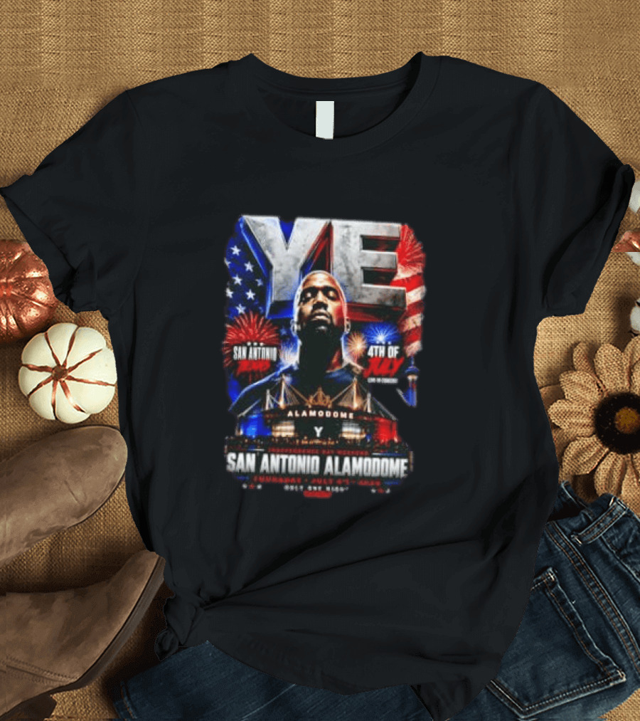 Kanye West Ye San Antonio Alamodome 4th Of July Concert Independence Day Fireworks Flag Stars T-Shirt