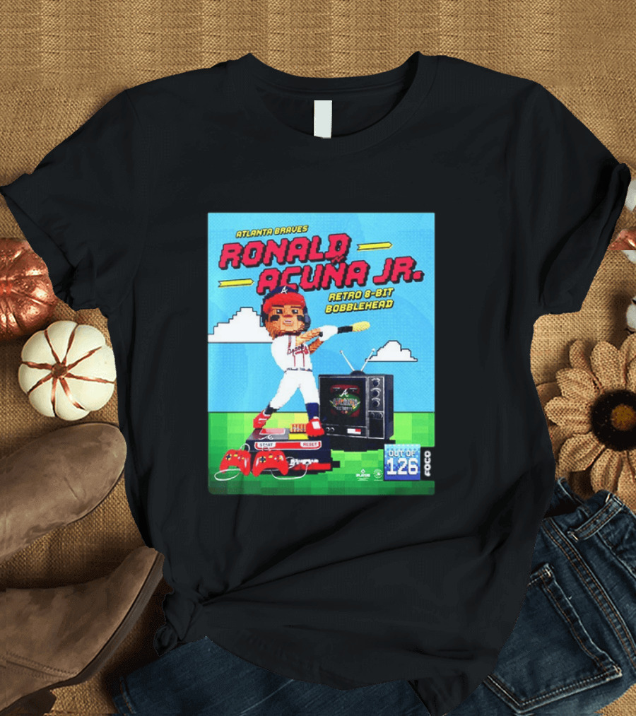 Atlanta Braves Ronald Acuna Jr. Retro 8 Bit Bobblehead Game Controller TV T-Shirt