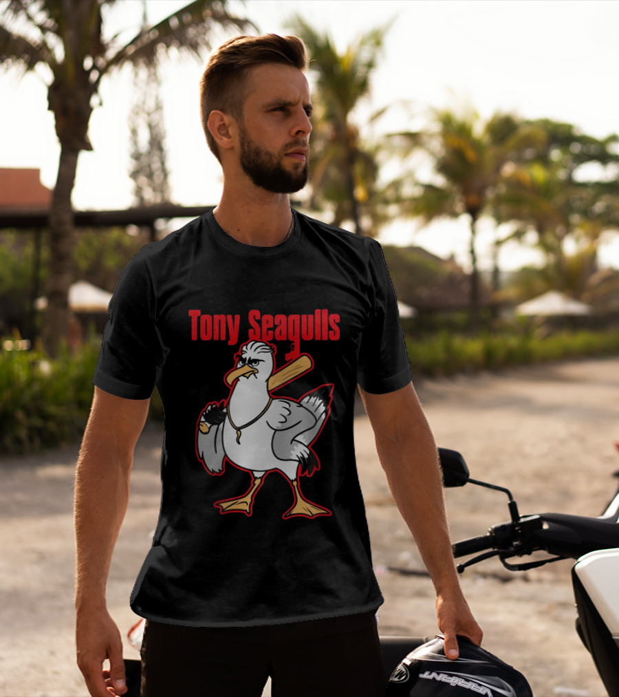 Tony Seagulls Section 10 Bird Character With Baseball Bat T-Shirt