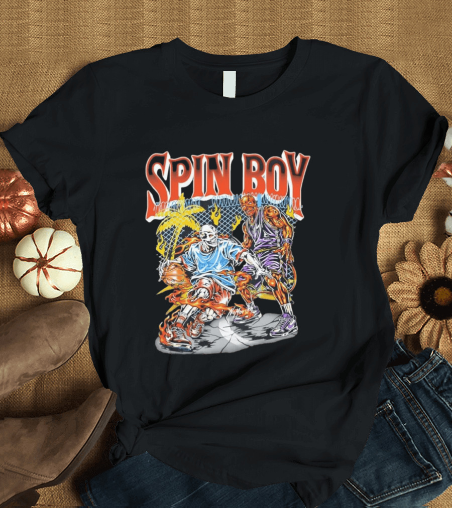 Nomouth Spin Boy Flaming Basketball Streetwear T-Shirt
