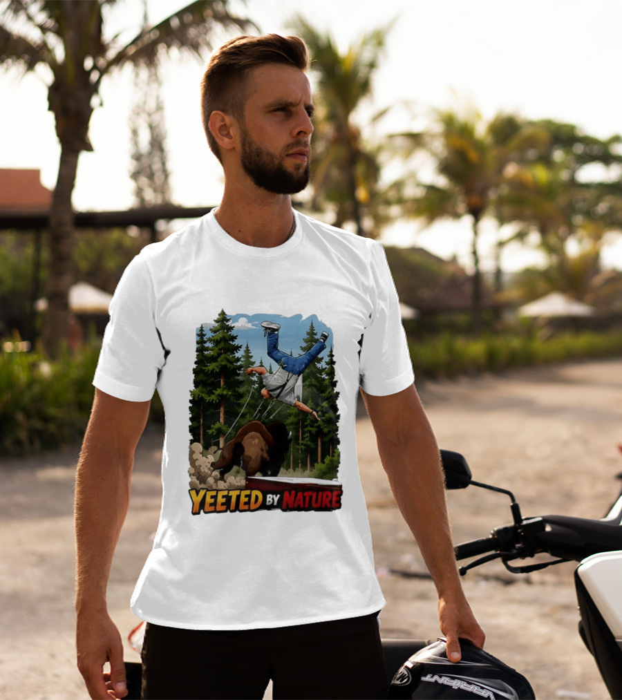 Bison Tossing Tourist Adventure Yeeted By Nature Comedy T-Shirt