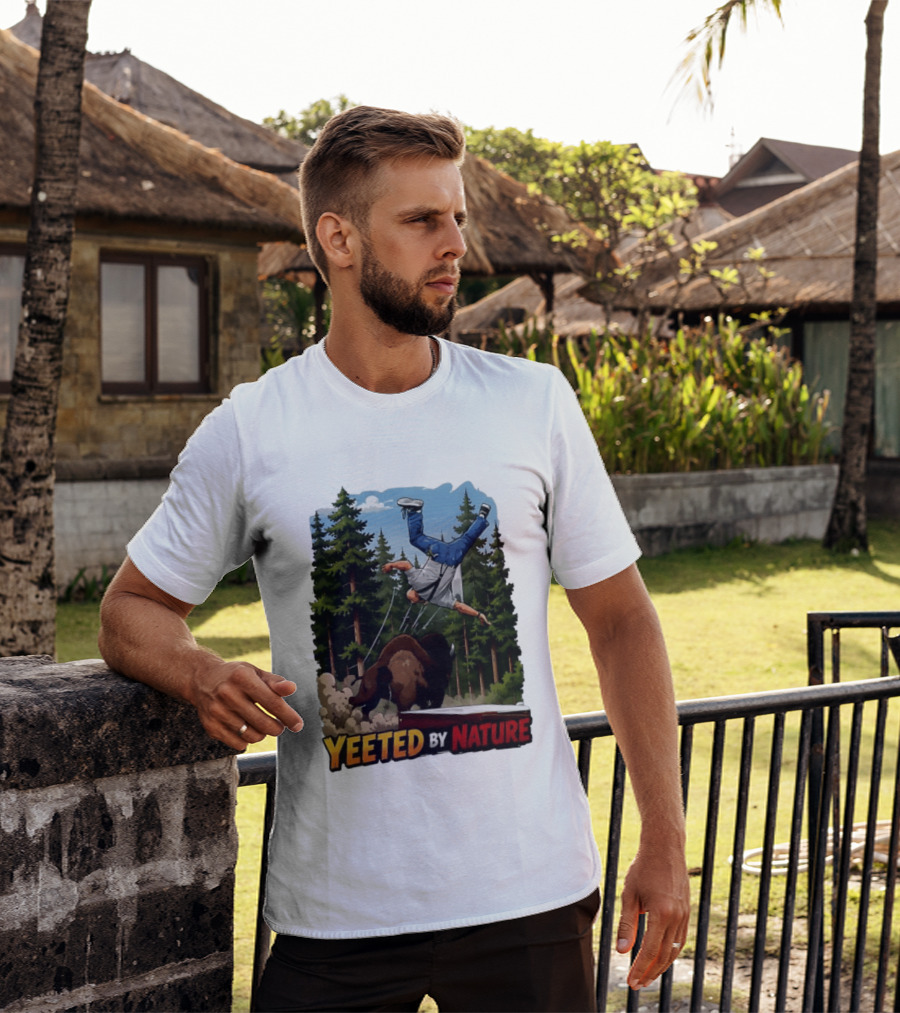 Bison Tossing Tourist Adventure Yeeted By Nature Comedy T-Shirt