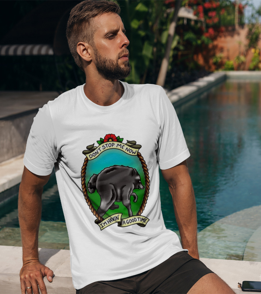 Dancing Wolf Don't Stop Me Now I'm Havin' A Good Time T-Shirt