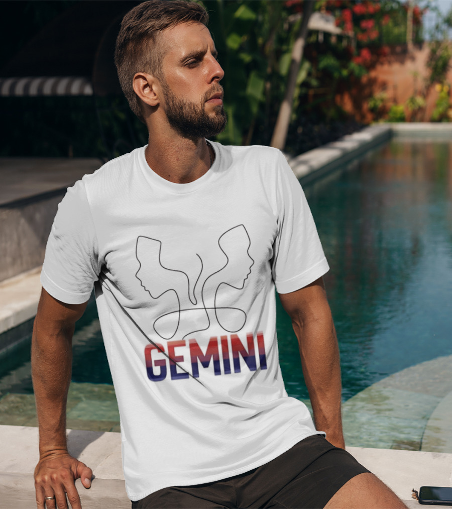 Gemini Zodiac Rainbow Outline LGBTQ Pride T-Shirt