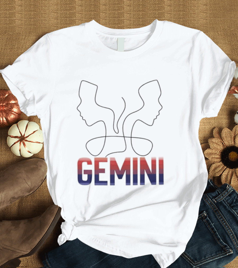 Gemini Zodiac Rainbow Outline LGBTQ Pride T-Shirt