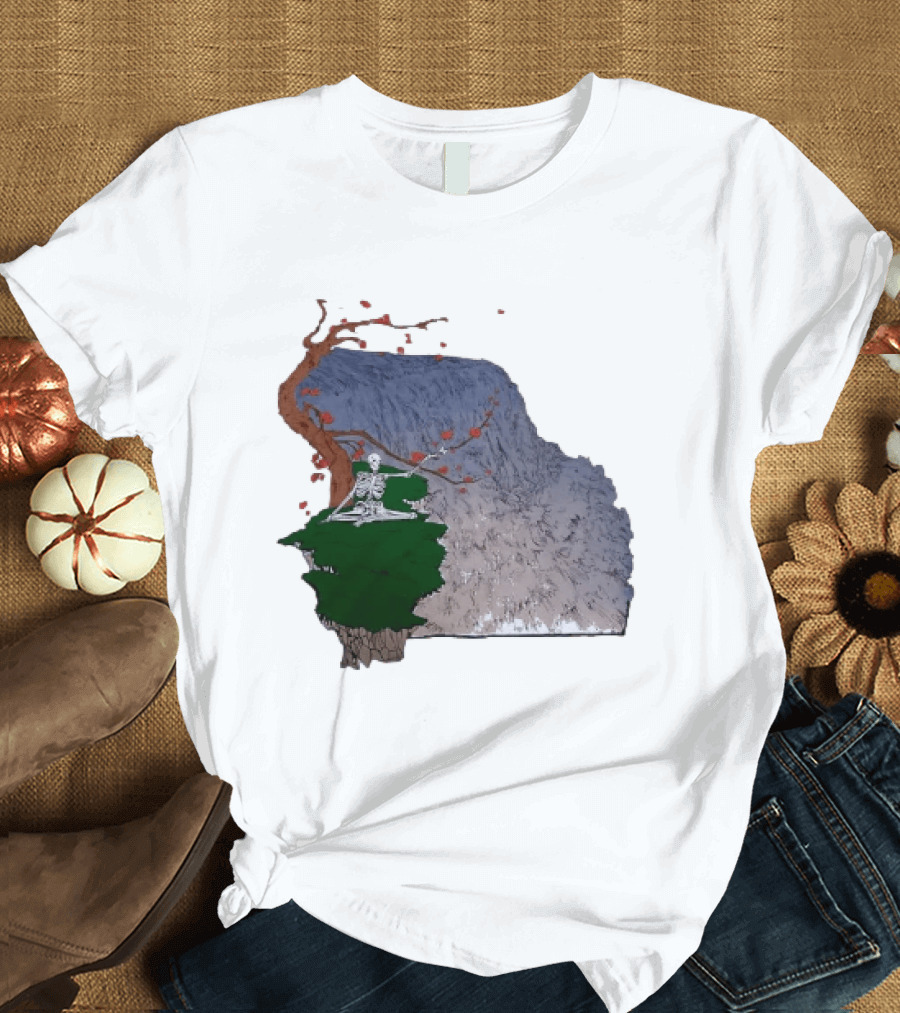 Grateful Dead Skeleton Meditating Under Flowering Tree T-Shirt