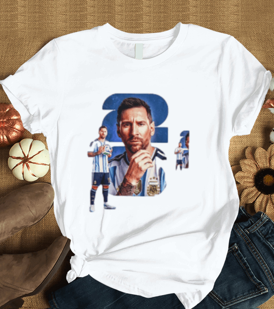 Lionel Messi Argentina Jersey 2023 FIFA World Cup Champion Collage T-Shirt