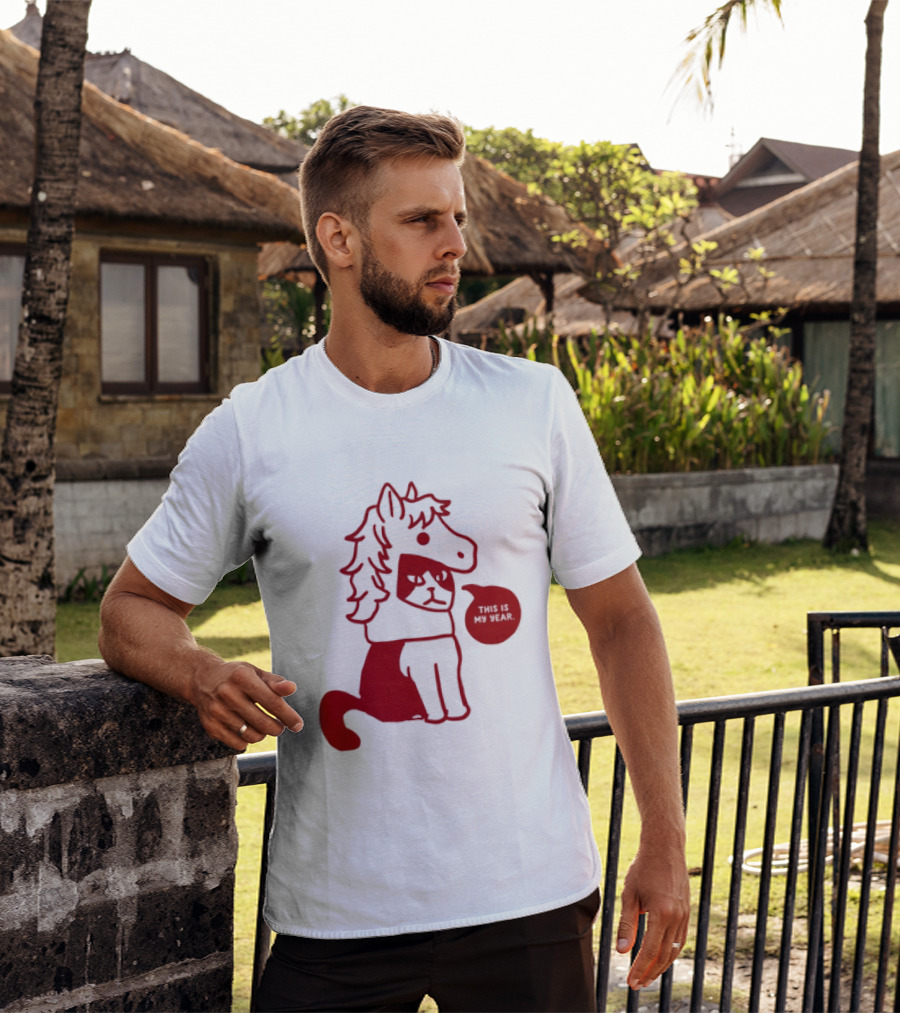 Year Of The Horse 2026 Chinese Lunar New Year Zodiac Cat T-Shirt