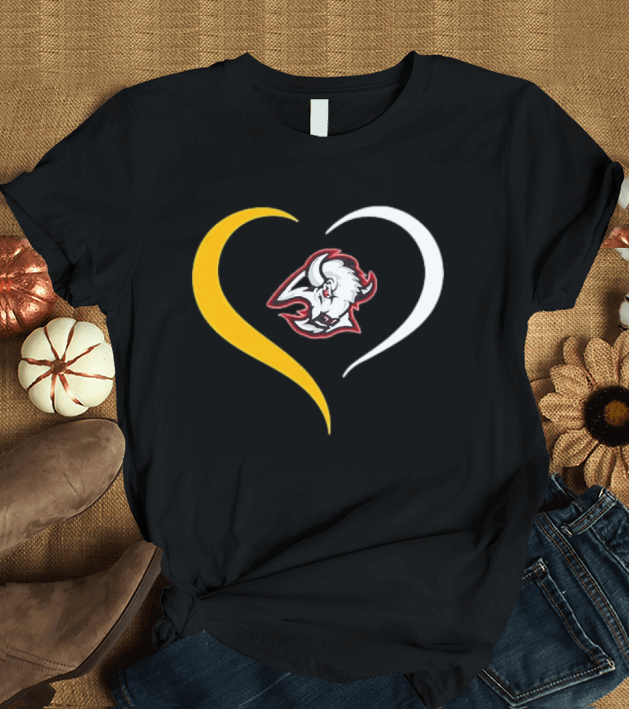 Buffalo Heart With Buffalo Head And Dual Heart T-Shirt