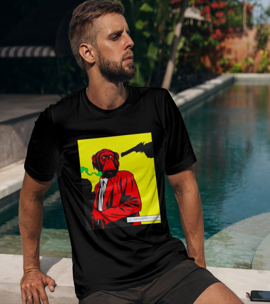 Chimpanzee Hitman Smoking Scene I've Been Waiting For You T-Shirt