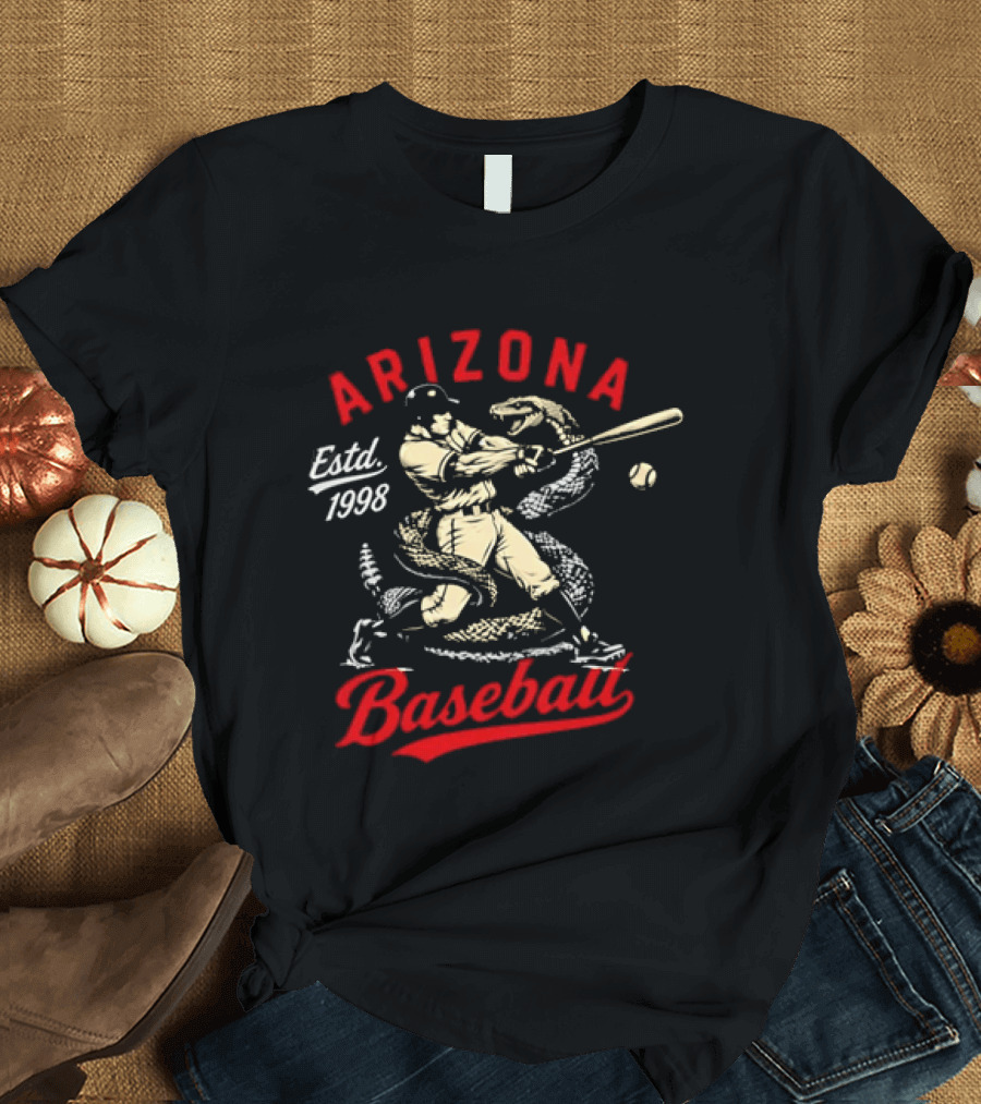 Estd 1998 Arizona Baseball Batting Player With Snake T-Shirt