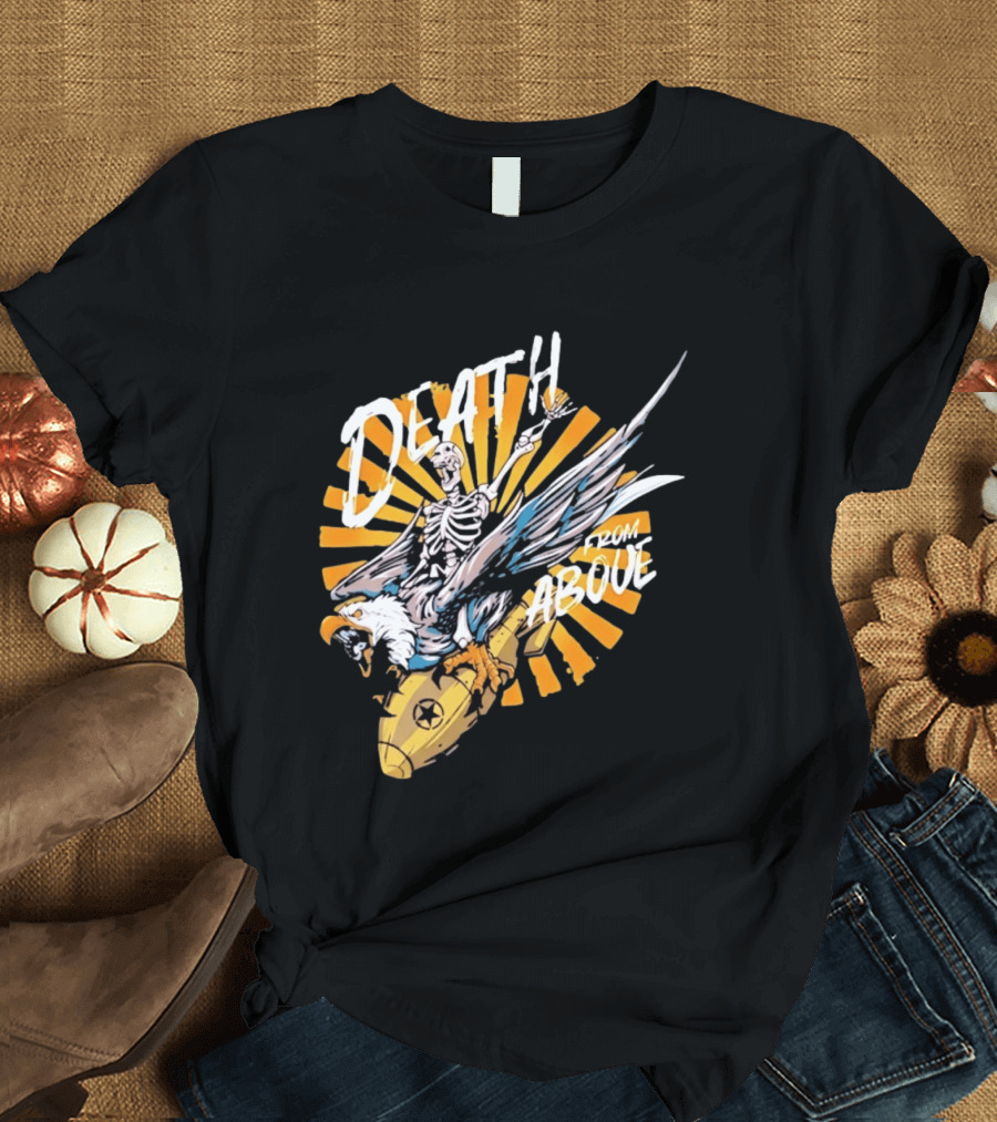 Skeleton Eagle Riding Bomb Death From Above T-Shirt