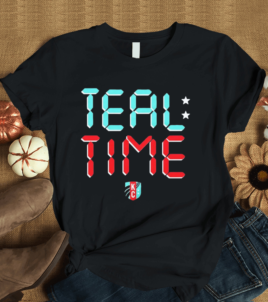 Teal Time KC Current Stars Digital Display Football Team T-Shirt