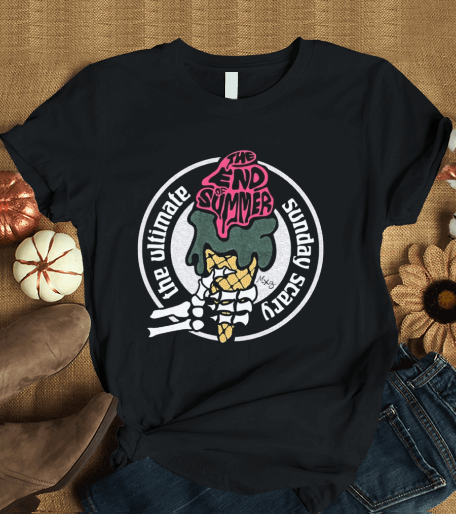 The Ultimate Sunday Scary The End Of Summer Skeleton Ice Cream T-Shirt