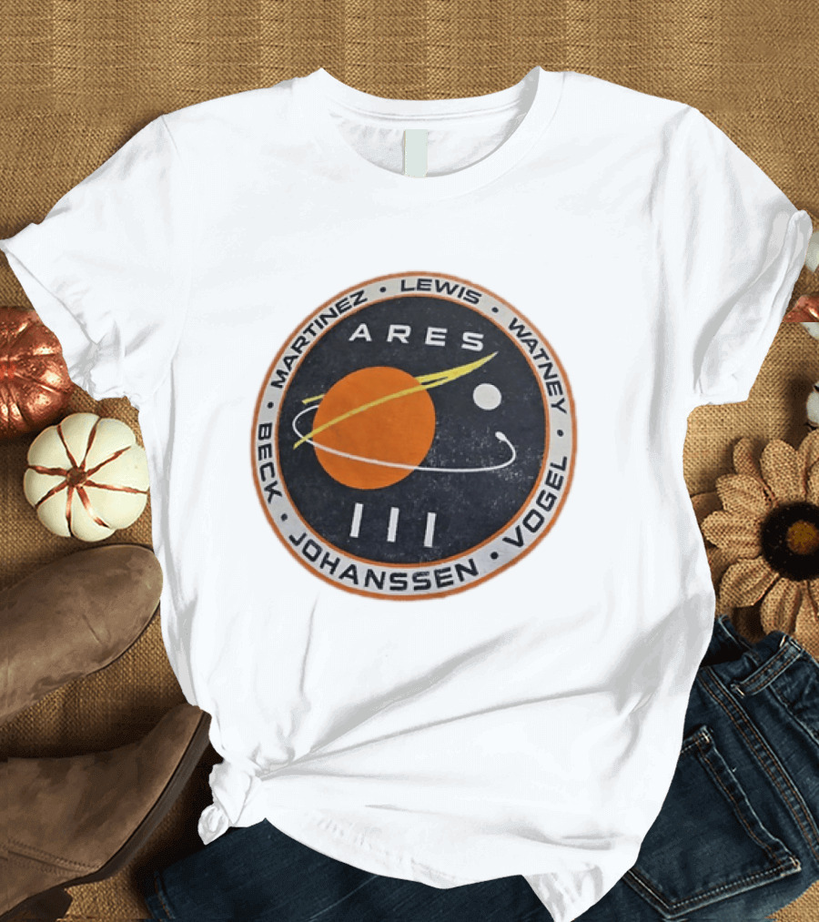 Ares III Mission Crew Patch Martinez Lewis Watney Beck Johanssen Vogel T-Shirt