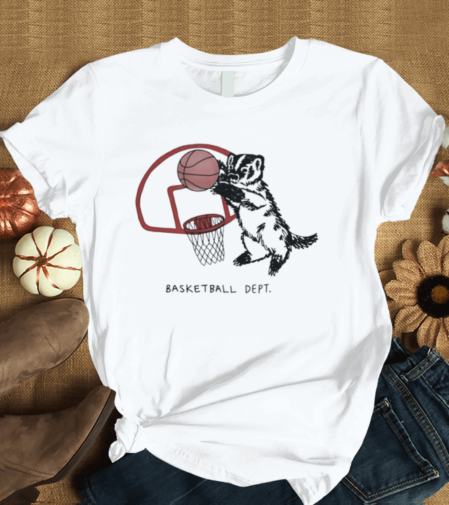 Basketball Dept Badger Dunking In Hoop T-Shirt