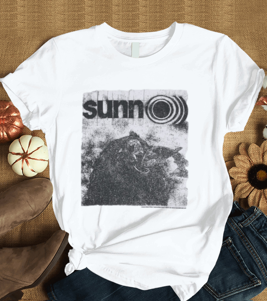Sunn O))) Brain Dead Collaboration Black And White Distressed T-Shirt