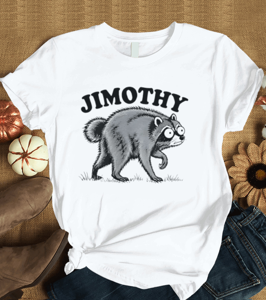 Jimothy Raccoon Animal Drawing Vintage Style Mischievous Cartoon T-Shirt