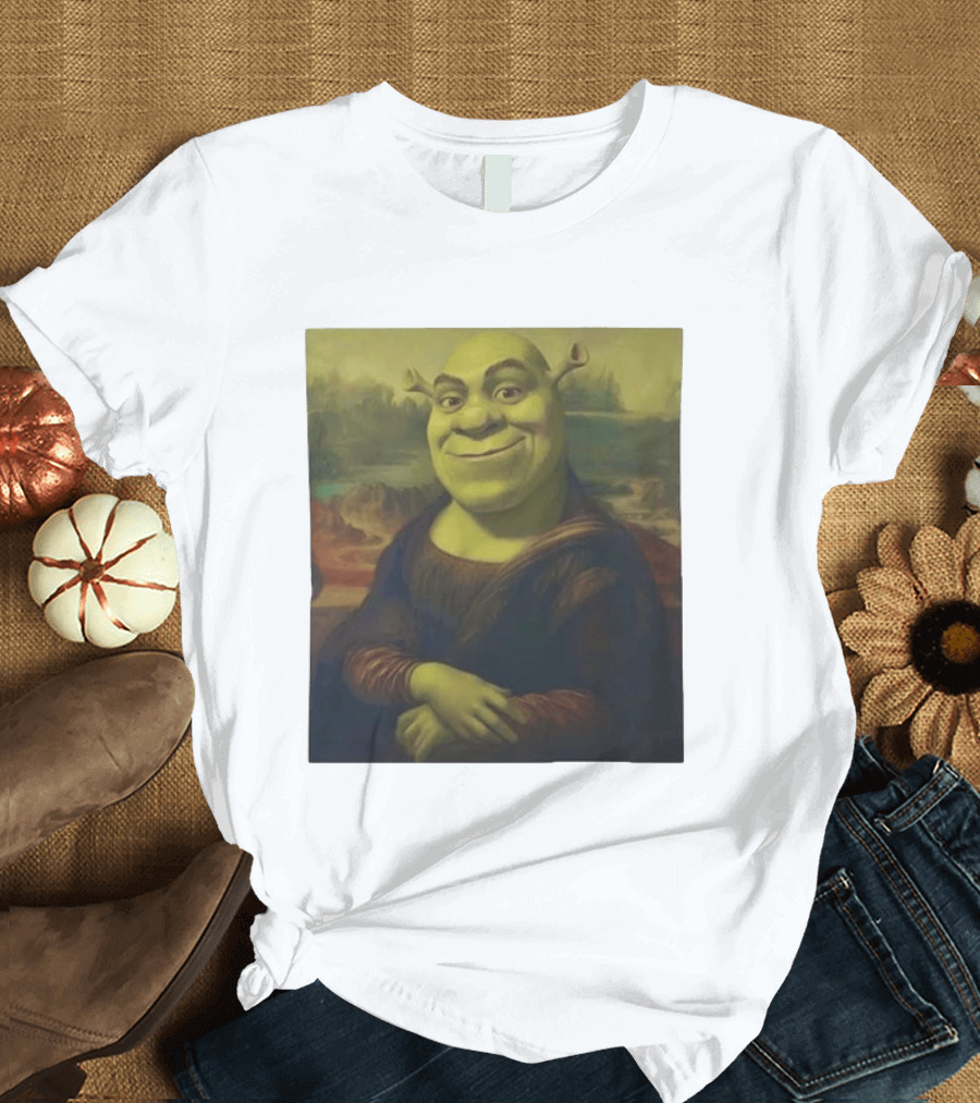 Shrek Mona Lisa Crossover Painting T-Shirt