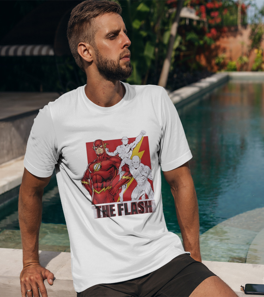 The Flash Scarlet Speedster DC Comics Lightning Bolt Heroic Pose T-Shirt