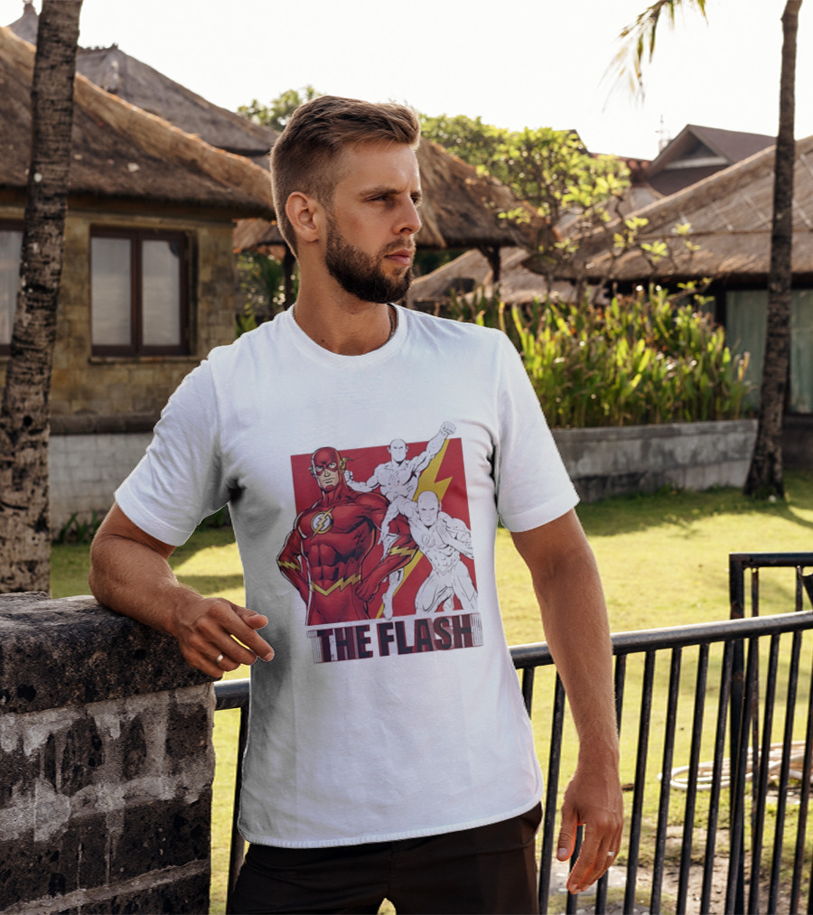 The Flash Scarlet Speedster DC Comics Lightning Bolt Heroic Pose T-Shirt