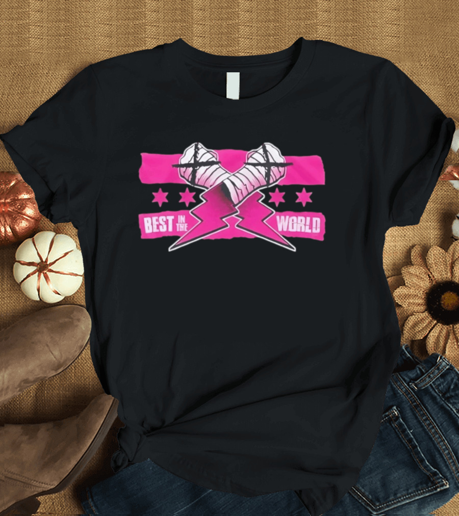 Best In The World CM Punk Crossed Bandaged Fists Lightning Bolt Stars T-Shirt