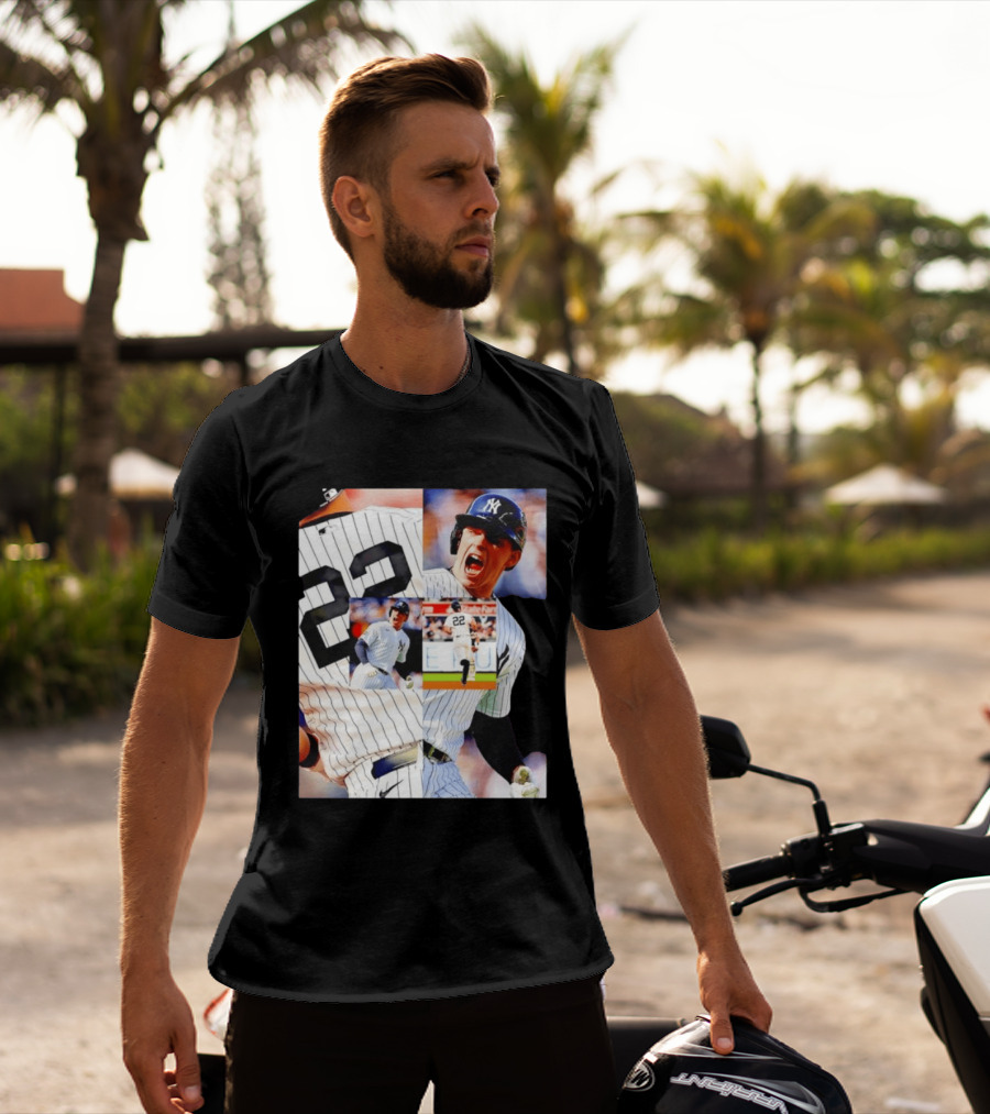 Harrison Bader No 22 Yankees Pinstripe Collage With Action Shots T-Shirt